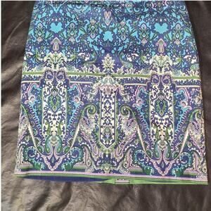 Talbots petite blue filigree a-line skirt size 14 petite